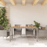 vidaXL Table de jardin et dessus en bois d'acacia gris résine tressée