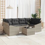 vidaXL Ensemble de jardin 7 pièces avec coussins gris clair en rattan poly