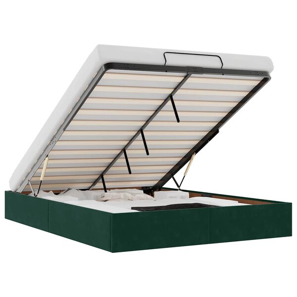 vidaXL Cadre de lit ottoman sans matelas vert foncé 140x190 cm velours