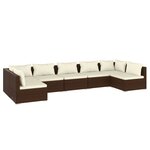 vidaXL Salon de jardin 7 Pièces avec coussins Résine tressée Marron