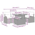 vidaXL Ensemble salle à manger jardin 6 pièces avec coussins Beige Poly Rattan Acacia