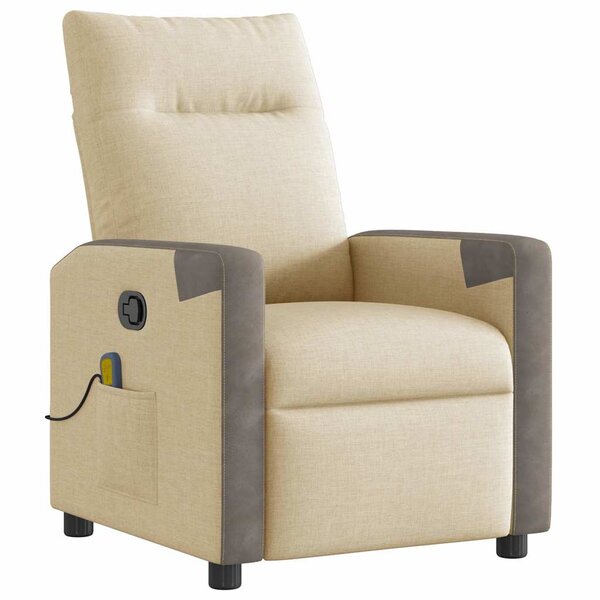 vidaXL Fauteuil de massage inclinable Crème Tissu