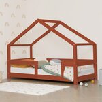 Lit cabane enfant LUCKY 90 x 160 rouge brique