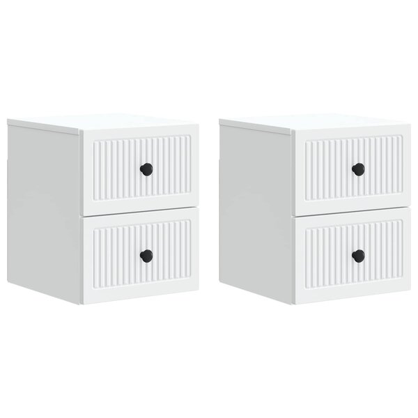 vidaXL Cabinet de chevet mural 2 pièces Blanc 33 x 34 5 x 40 cm