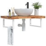 vidaXL Étagère de vasque murale acier et bois massif d'acacia