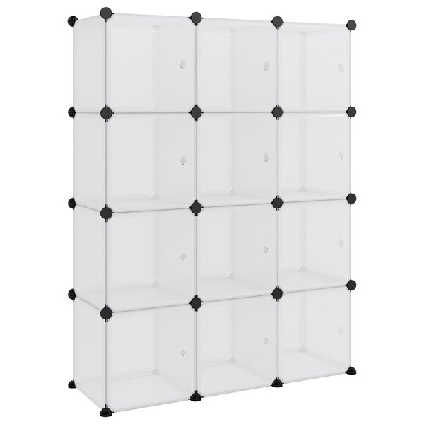 vidaXL Organiseur de rangement en cube avec 12 cubes et portes en PP transparent