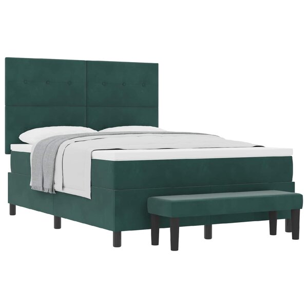 vidaXL Lit à ressorts avec tête de lit Vert foncé 200 x 140 cm Velours