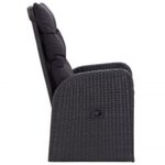 vidaXL Ensemble à manger de jardin avec coussins 5 Pièces Noir