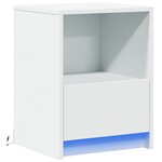 vidaXL Armoire de chevet avec lumières LED blanc bois d'ingénierie