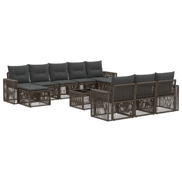 vidaXL Ensemble de canapé de jardin 11 pc Gris et Gris foncé polyrotin