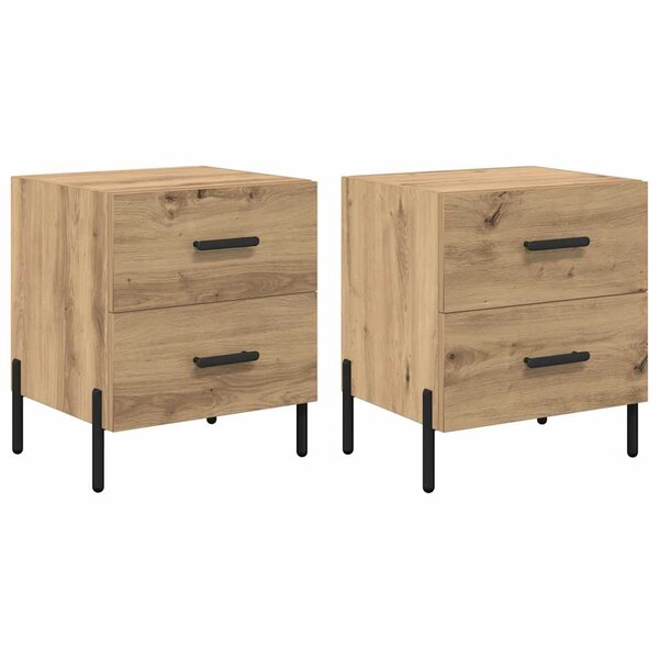 vidaXL Cabinet de chevet 2 Pièces Chêne artisanal 40 x 35 x 47 5 cm