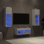 vidaXL Meuble TV muraux 4 Pièces avec lumières LED blanc