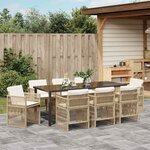 vidaXL Ensemble de salle à manger pour jardin 9 Pièces Beige Poly rotin