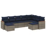 vidaXL Salon de jardin 9 Pièces avec coussins gris résine tressée