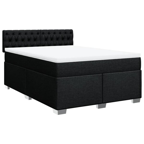 vidaXL Sommier à lattes de lit avec matelas Noir 160x200 cm Tissu