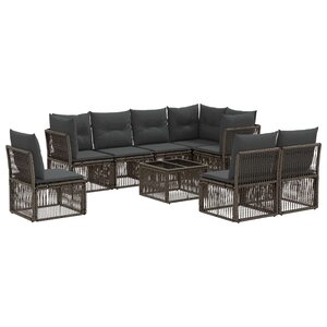 vidaXL Ensemble de canapé de jardin 9 pc Gris polyrotin