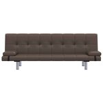 vidaXL Canapé-lit avec deux oreillers Marron Similicuir