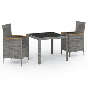 vidaXL Ensemble à manger d'extérieur 3 Pièces et coussins Résine tressée