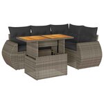 vidaXL Salon de jardin 5 Pièces avec coussins gris résine tressée