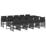 vidaXL Ensemble à manger de jardin 11 Pièces coussins noir résine tressée