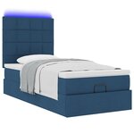vidaXL Cadre de lit ottoman avec matelas bleu 90x190 cm tissu