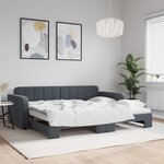 vidaXL Lit de jour avec gigogne sans matelas gris foncé 90x190 cm