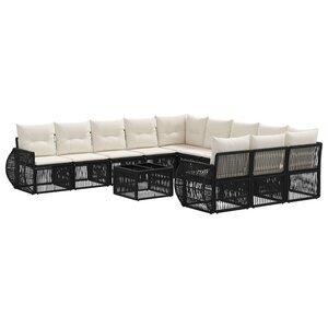 vidaXL Ensemble de canapé de jardin 12 Pièces Noir et blanc crème