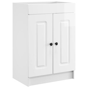 vidaXL Armoire sous évier de salle de bain Blanc brillant