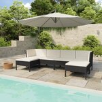 vidaXL Salon de jardin 6 Pièces avec coussins résine tressée noir