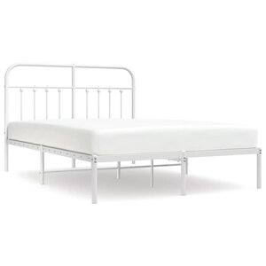 vidaXL Cadre de lit métal sans matelas et tête de lit blanc 150x200 cm