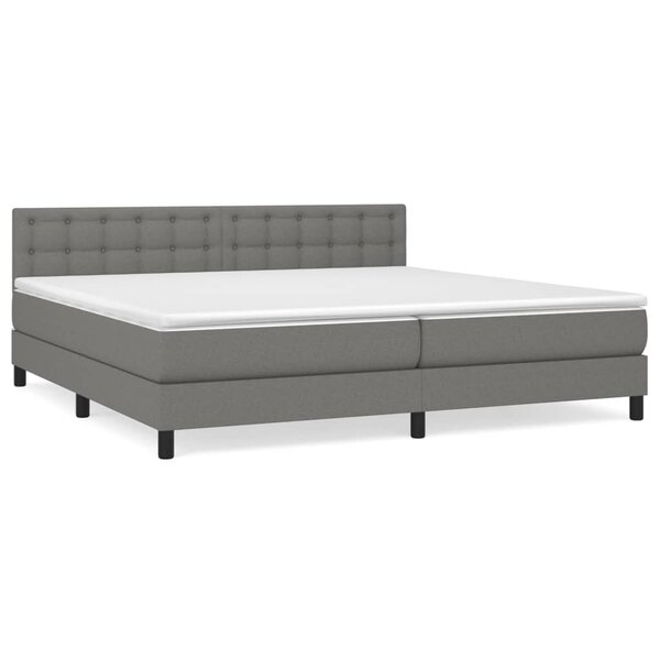 vidaXL Sommier à lattes de lit avec matelas Gris foncé 200x200cm Tissu