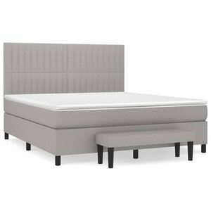 vidaXL Sommier à lattes de lit avec matelas Gris clair 180x200cm Tissu