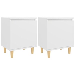 vidaXL Tables de chevet avec pieds en bois 2 Pièces Blanc 40x30x50 cm