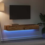 vidaXL Meubles TV avec éclairage LED 2 Pièces vieux bois 60x35x15 5 cm
