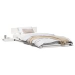 vidaXL Cadre de Lit au Sol avec Tables de Chevet Blanches 90x190cm Bois Massif