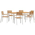 vidaXL EnsembledeRepasdeJardin 7 Pièces Marron AcaciaMassif