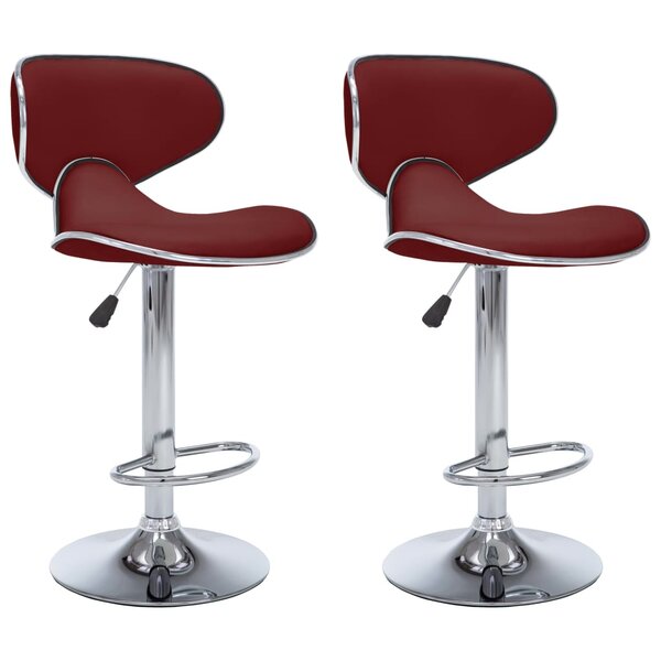 vidaXL Tabourets de bar lot de 2 rouge bordeaux similicuir