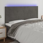 vidaXL Tête de lit à LED Gris foncé 160x5x118/128 cm Velours