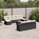 vidaXL Salon de jardin 11 Pièces avec coussins noir résine tressée