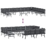 vidaXL Ensemble de bancs de jardin avec coussins 9 Pièces noir