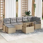 vidaXL Ensemble de canapé de jardin 8 Pièces Beige Poly rotin