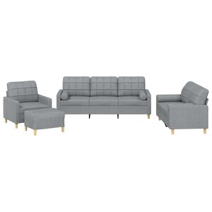 vidaXL Ensemble de canapés 4 Pièces coussins gris clair tissu