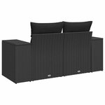 vidaXL Canapé de jardin avec coussins 2 places noir résine tressée