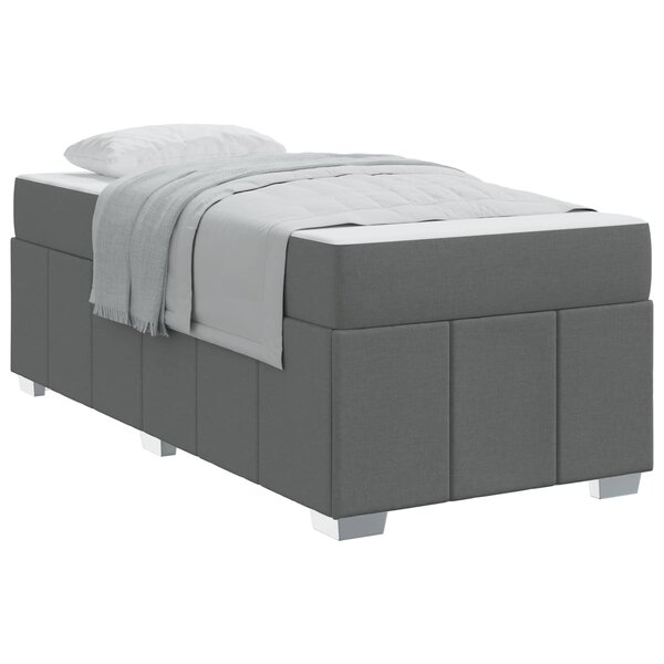vidaXL Cadre de lit avec matelas Gris foncé 120 x 190 cm tissu