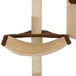 vidaXL Arbre à chat en sisal Montage mural 194 cm Beige et marron