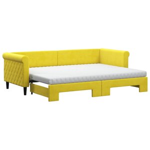 vidaXL Lit de jour avec lit gigogne et matelas jaune 80x200 cm velours