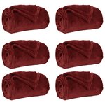 vidaXL Couvertures à jeter 6 Pièces Rouge Bordeaux 240 x 270 cm Toison
