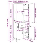 vidaXL Haut Armoire Montage mural Chêne artisanal 69 5 x 34 x 180 cm