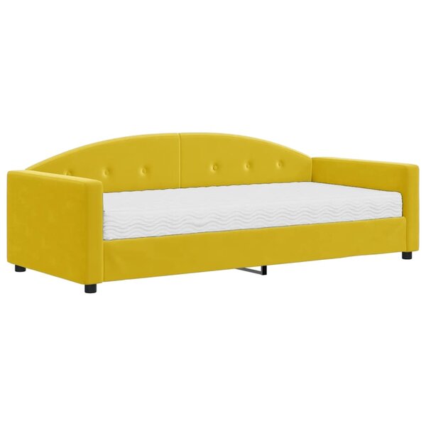 vidaXL Lit de jour avec matelas jaune 90x200 cm velours