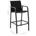 vidaXL Chaises de bar de jardin lot de 2 Noir Textilène